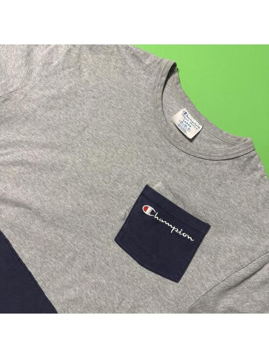 Champion Other - Champion Reverse Weave T-Shirt Gray Navy Colorblock Big Back Logo Men’s Large